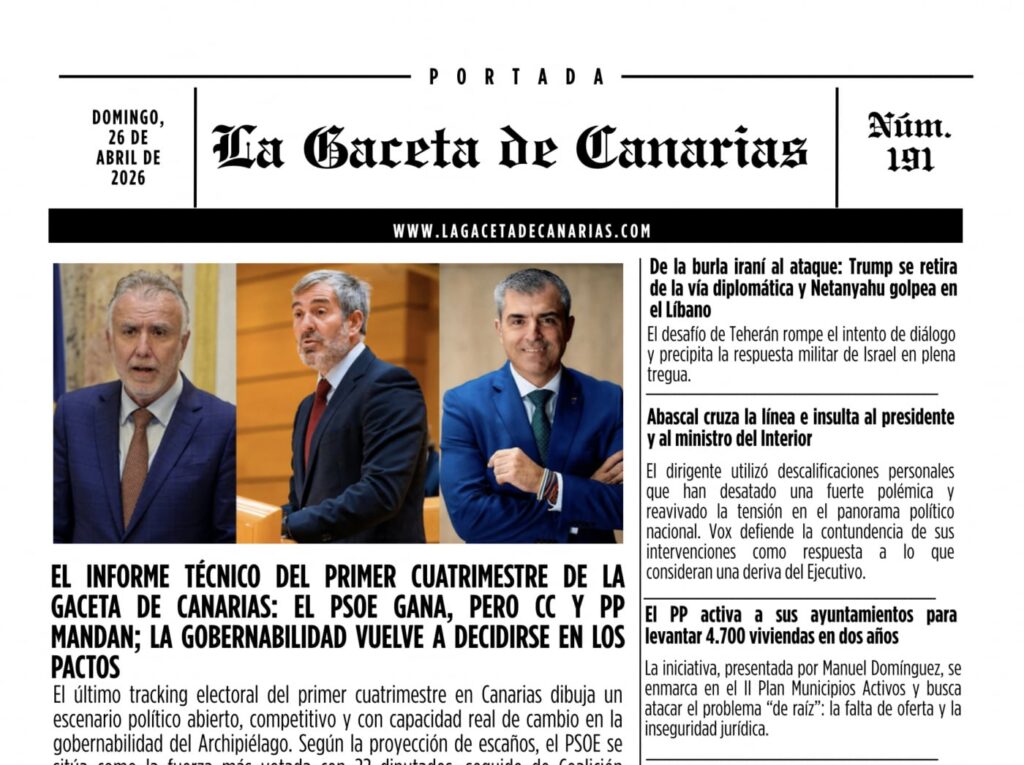 Portada de La Gaceta de Canarias 26/04/2026