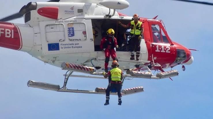 Rescate por ahogamiento con helicóptero